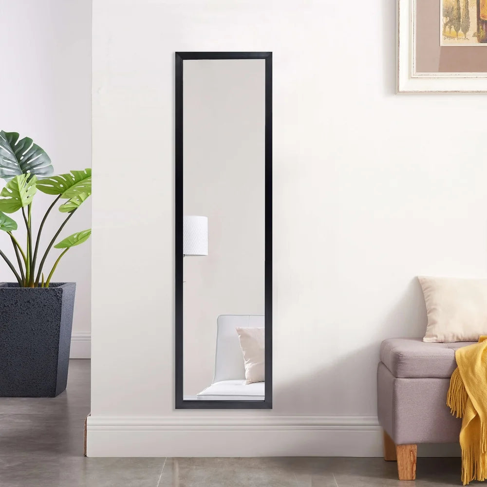 Full-Length Rectangular Black Wall Mirror 13.5 x 49.5 Inch Stylish Decor