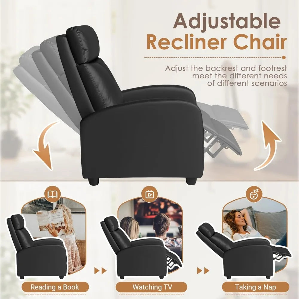 Modern Adjustable PU Leather Recliner Chair for Living Room Theater