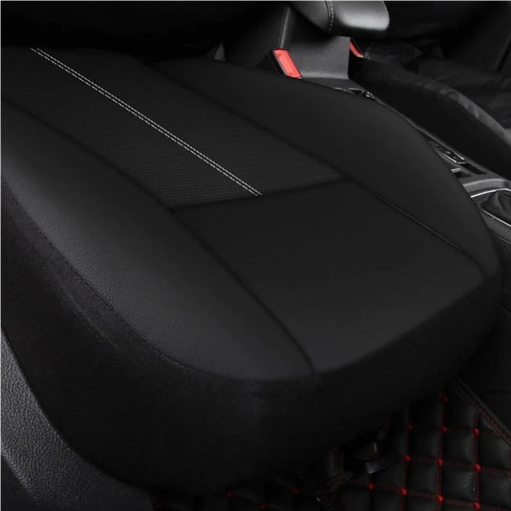 SEAMETAL 5-Seat Car Seat Cover Set Breathable PU Leather Airbag Compatible