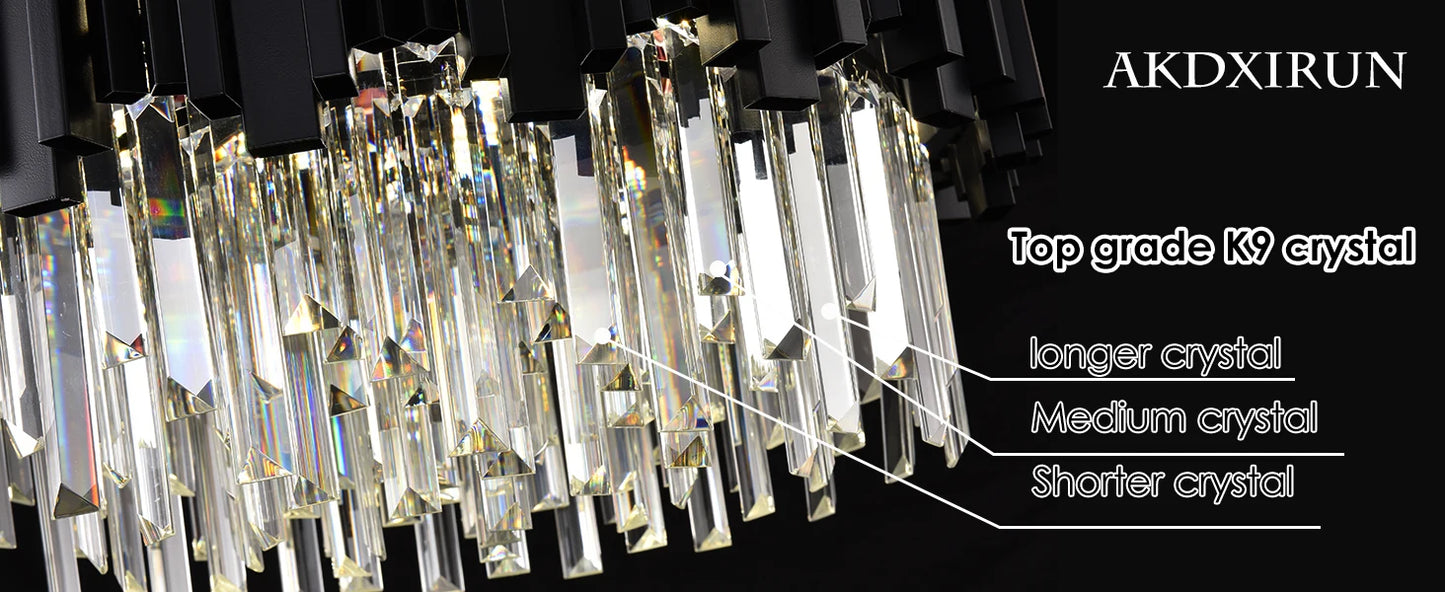 Black Crystal Chandelier Modern 9-Light Fixture for Living Room Entryway