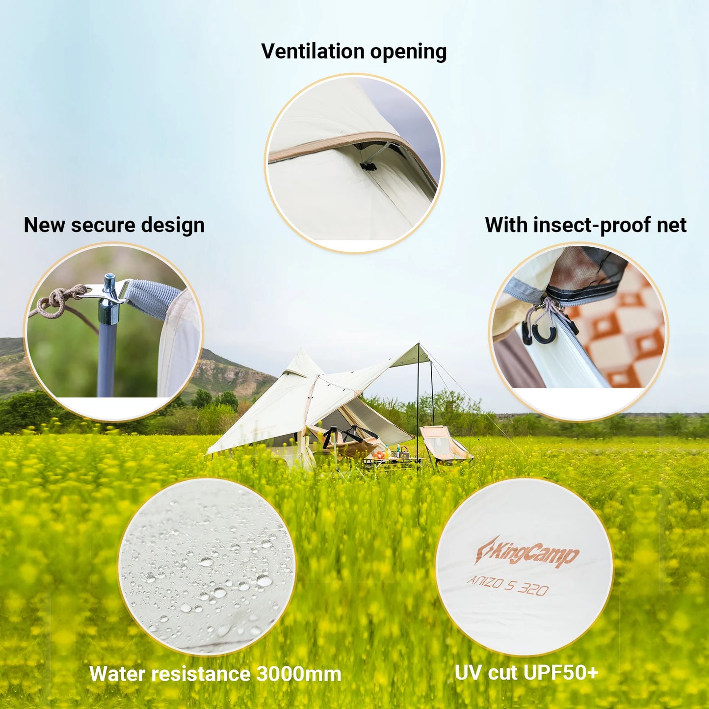 Ljustra Family Cabin Camping Tent for 3-4 People Outdoor Activities