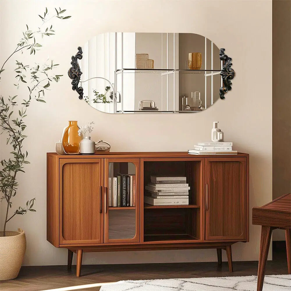 Antique Rustic Oval Wall Mirror for Entryway Bathroom Hallway Decor