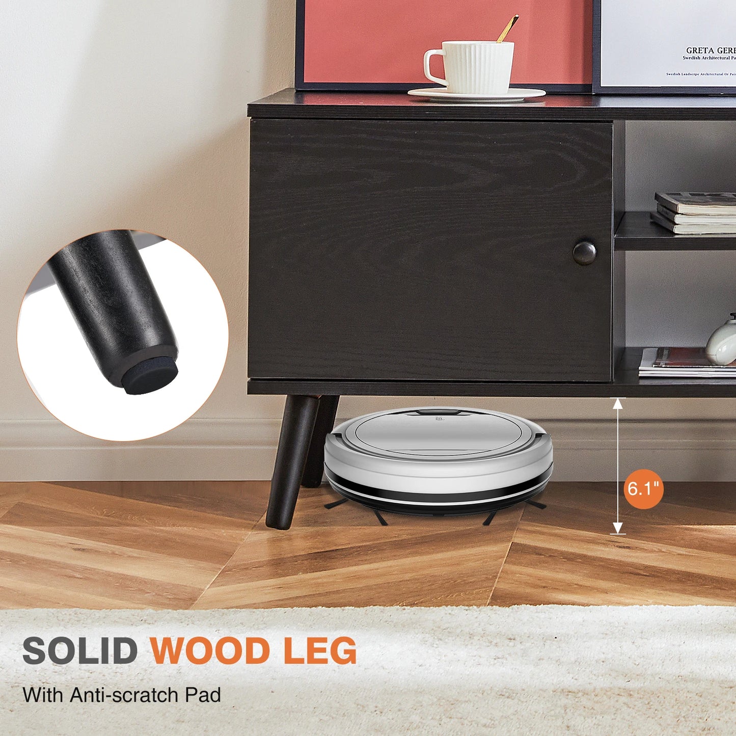 Ljustra Wooden Fireplace TV Stand for Up to 60 Inch Adjustable Shelf Storage