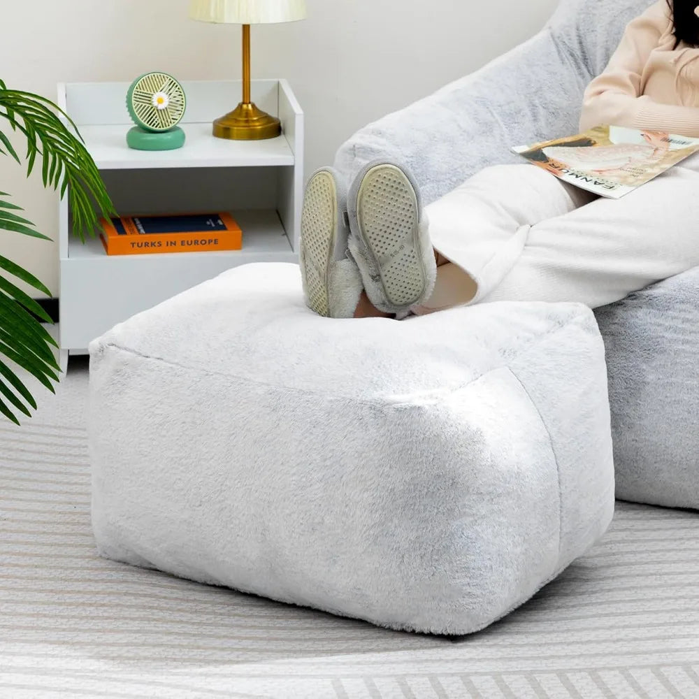 15 Inch Bean Bag Ottoman Pouf Memory Foam Footstool Accent Stool
