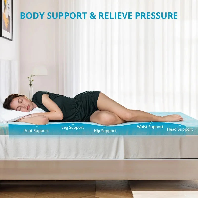 Ljustra Full Mattress Topper Gel Memory Foam CertiPUR-US Cooling Comfort