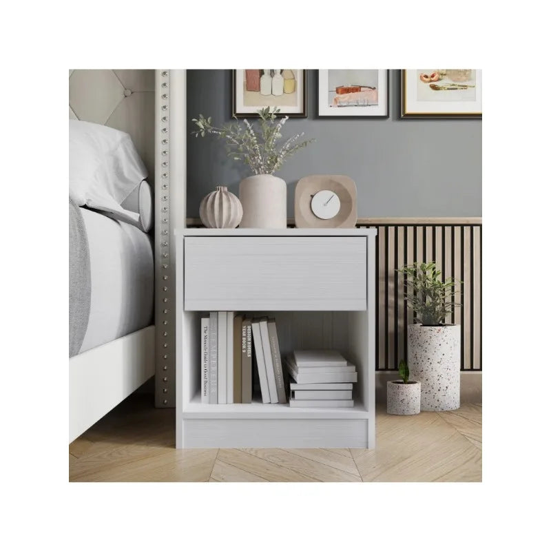 Versatile Wood Side Table Minimalist Nightstand with Drawer for Living Room