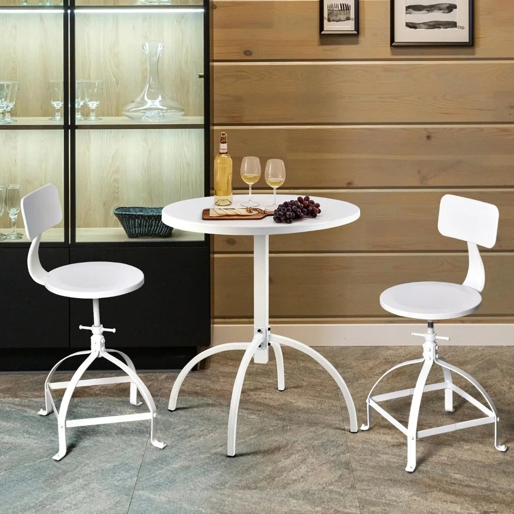 Premium Round Steel Patio Dining Table Indoor Outdoor Bistro Furniture