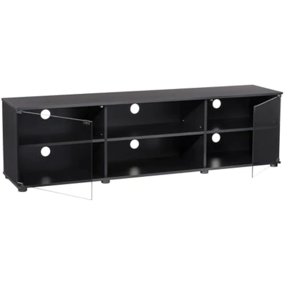 Fiji Black Engineered Wood TV Stand for TVs up to 85 Inches