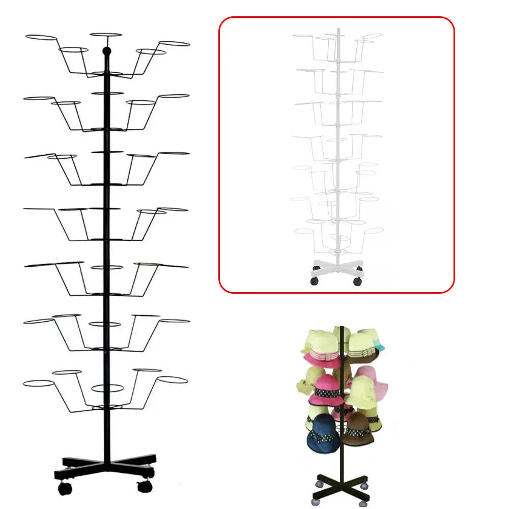 7-Tier Rotating Hat Rack with 35 Rests Durable Iron Easy Assembly