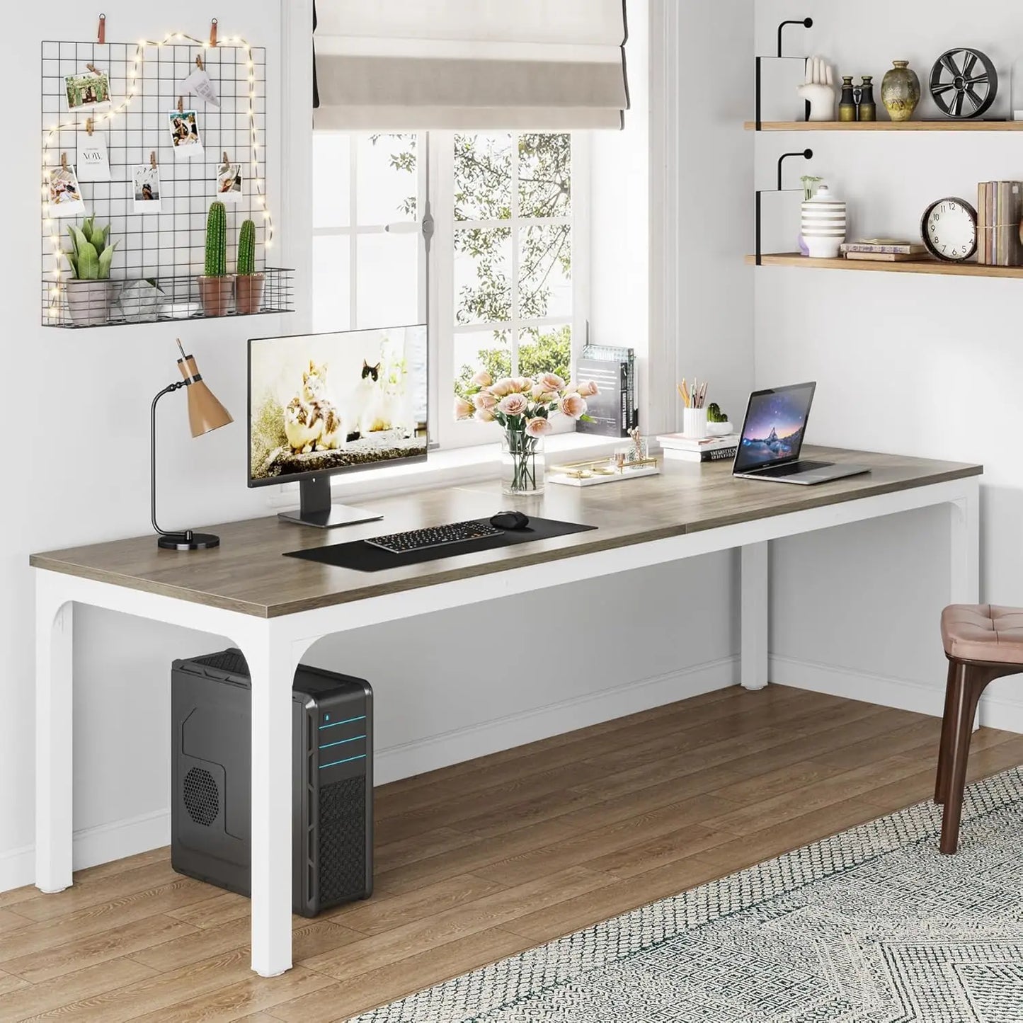 Extra Long Computer Desk 2 Person Home Office Workstation 78.7 Inches