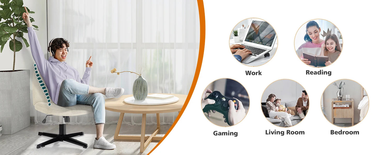 Ljustra Adjustable Swivel Rocking Chair Armless Office Gaming Chair