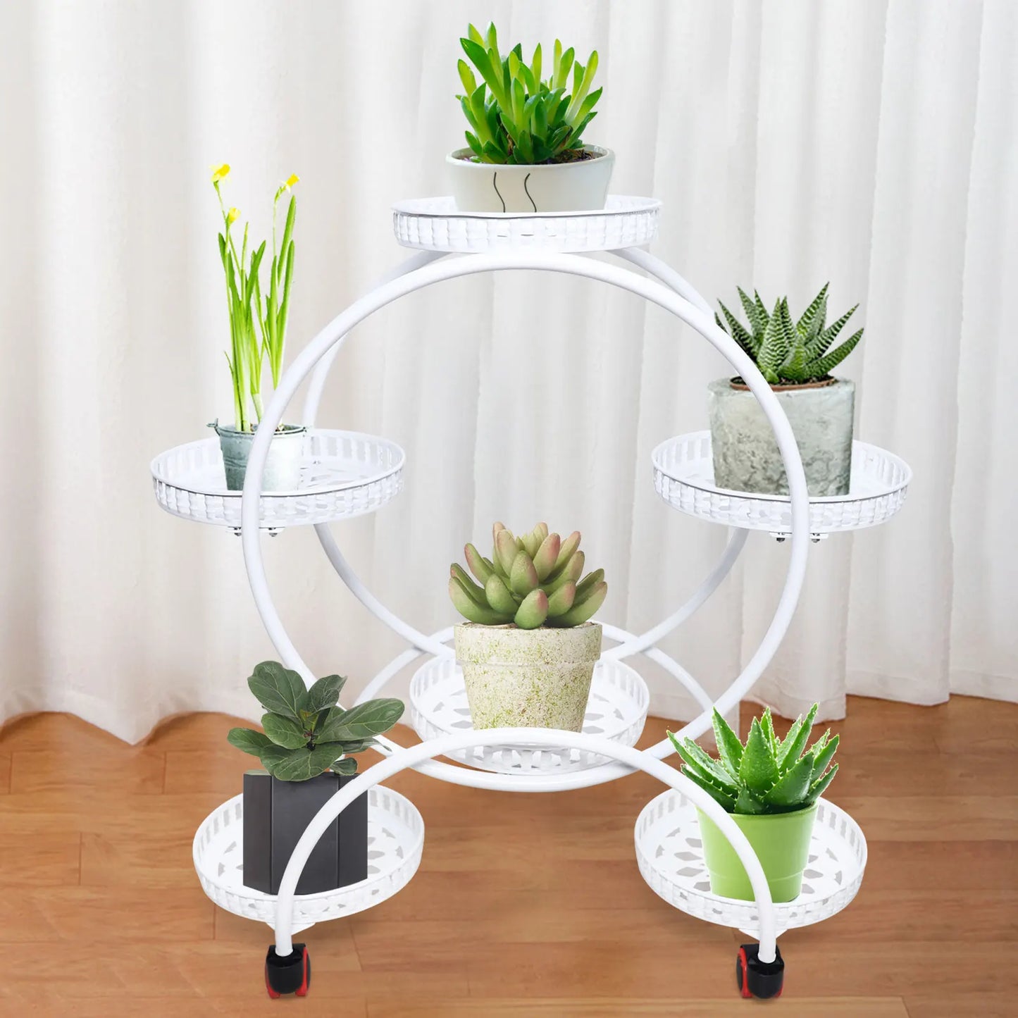 Tiered Plant Stand Indoor Outdoor Metal Shelves Flower Pot Rack 6 Pots