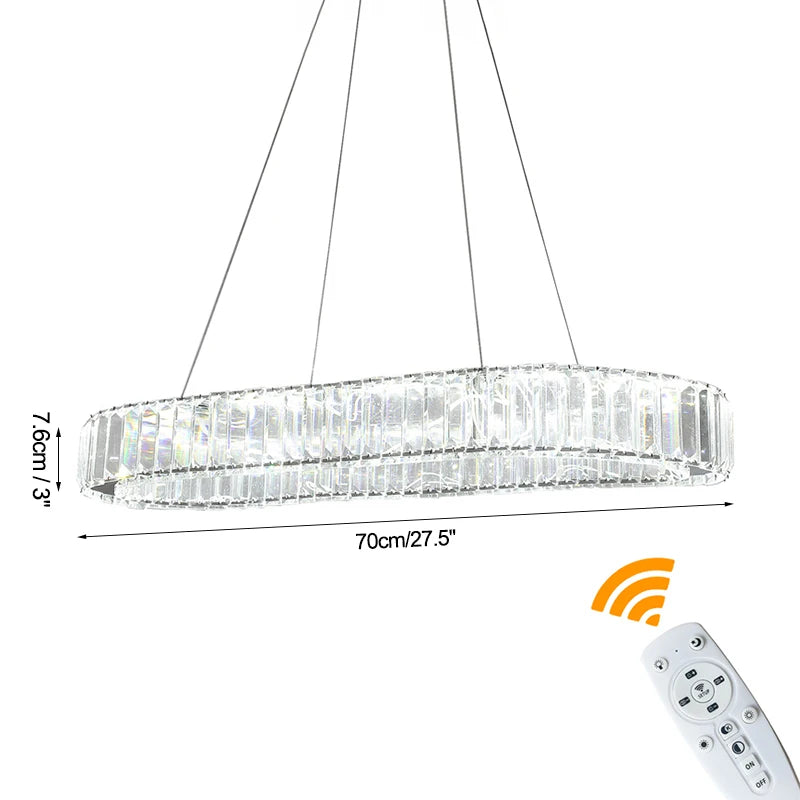 Modern Crystal Rings LED Chandelier Luxury Ceiling Lamp Remote Control