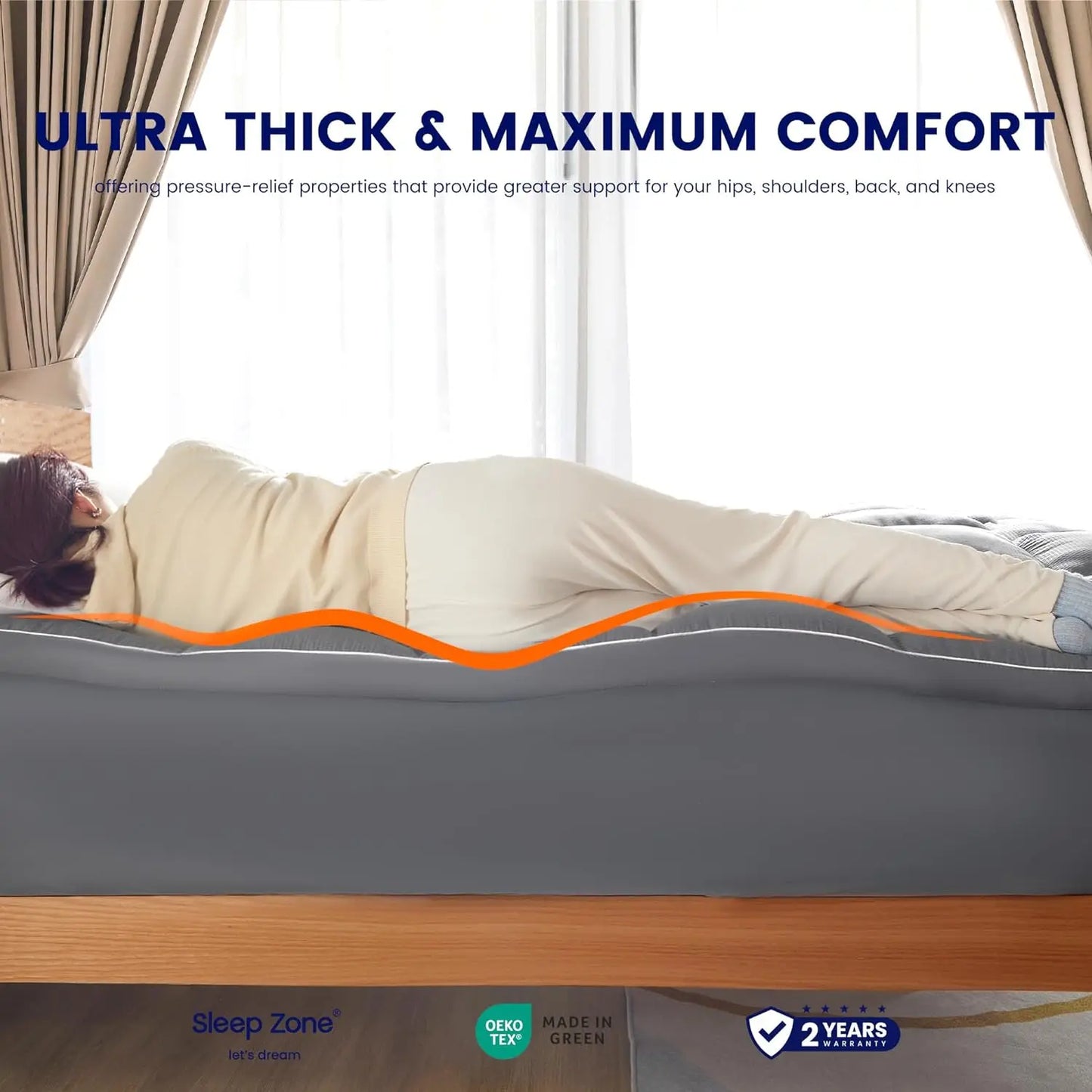 Ljustra Queen Mattress Pad Deep Pockets Extra Thick Topper Plush Comfort