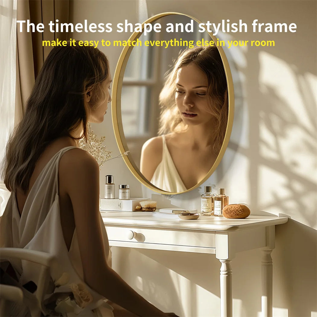 Ljustra Gold Framed Wall Mirror Oval Decorative Accent for Home Decor