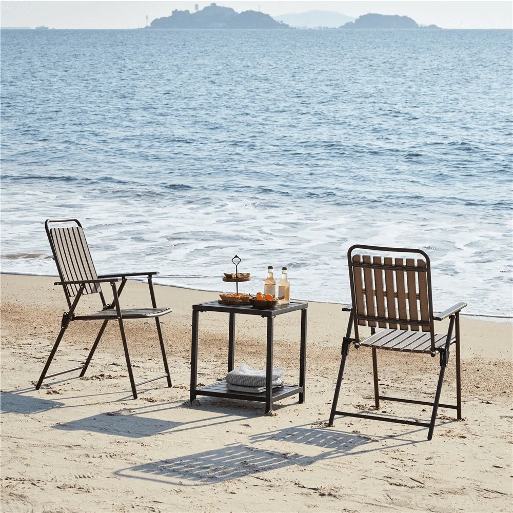 Outdoor Folding Dining Chairs Set of 4 Weather-Resistant Metal Frame