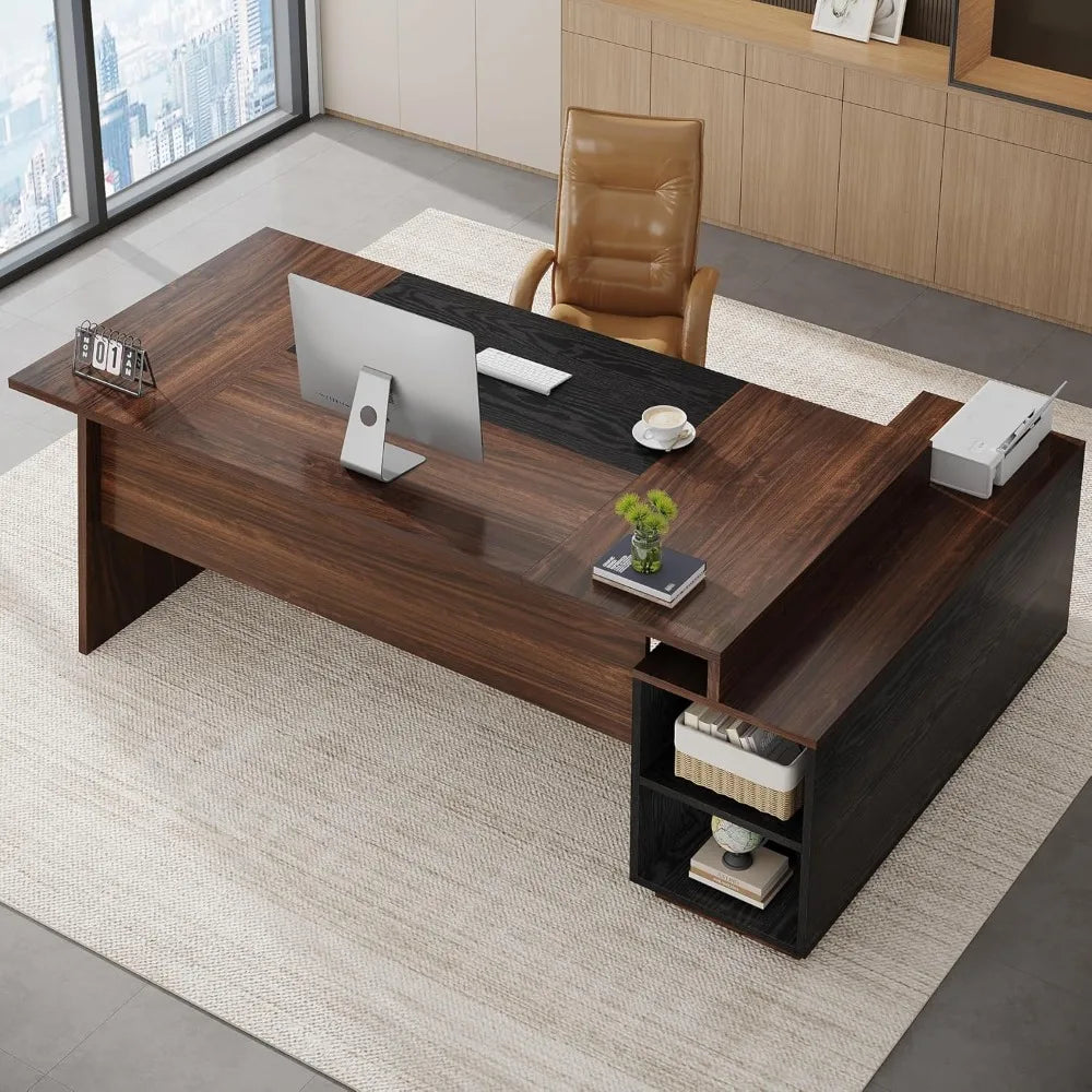 L-Shaped Executive Office Desk 70.5 Inch Modern Computer Desk with Storage