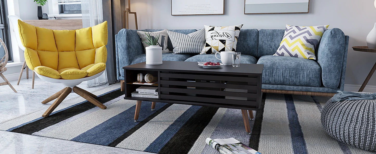 Lift Top Coffee Table with Storage Mid Century Modern Wooden Table