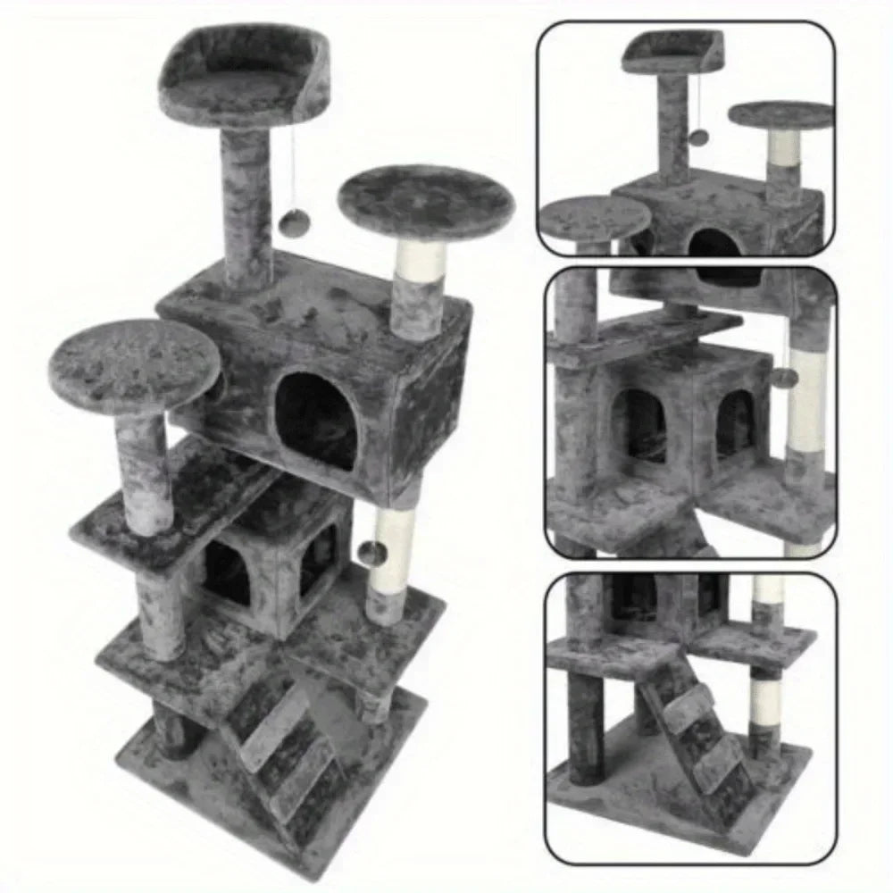 55 Inch Cat Tree Tower Activity Center Cat Furniture Play House
