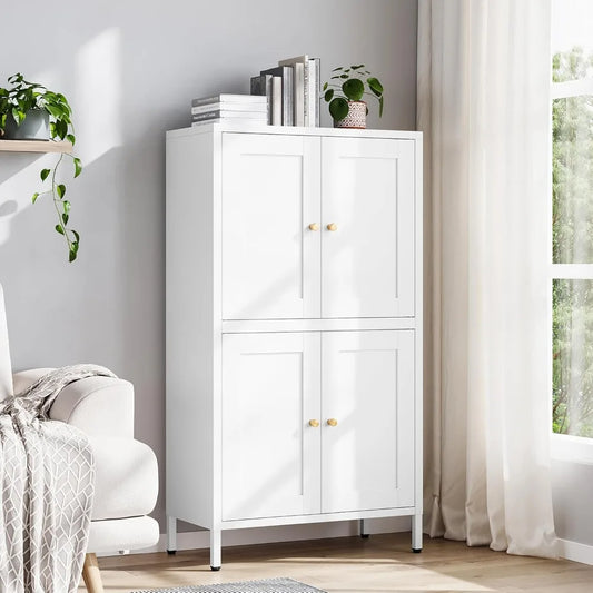 Ljustra Metal Pantry Cabinet Tall Kitchen Storage with 4 Doors Adjustable Shelves