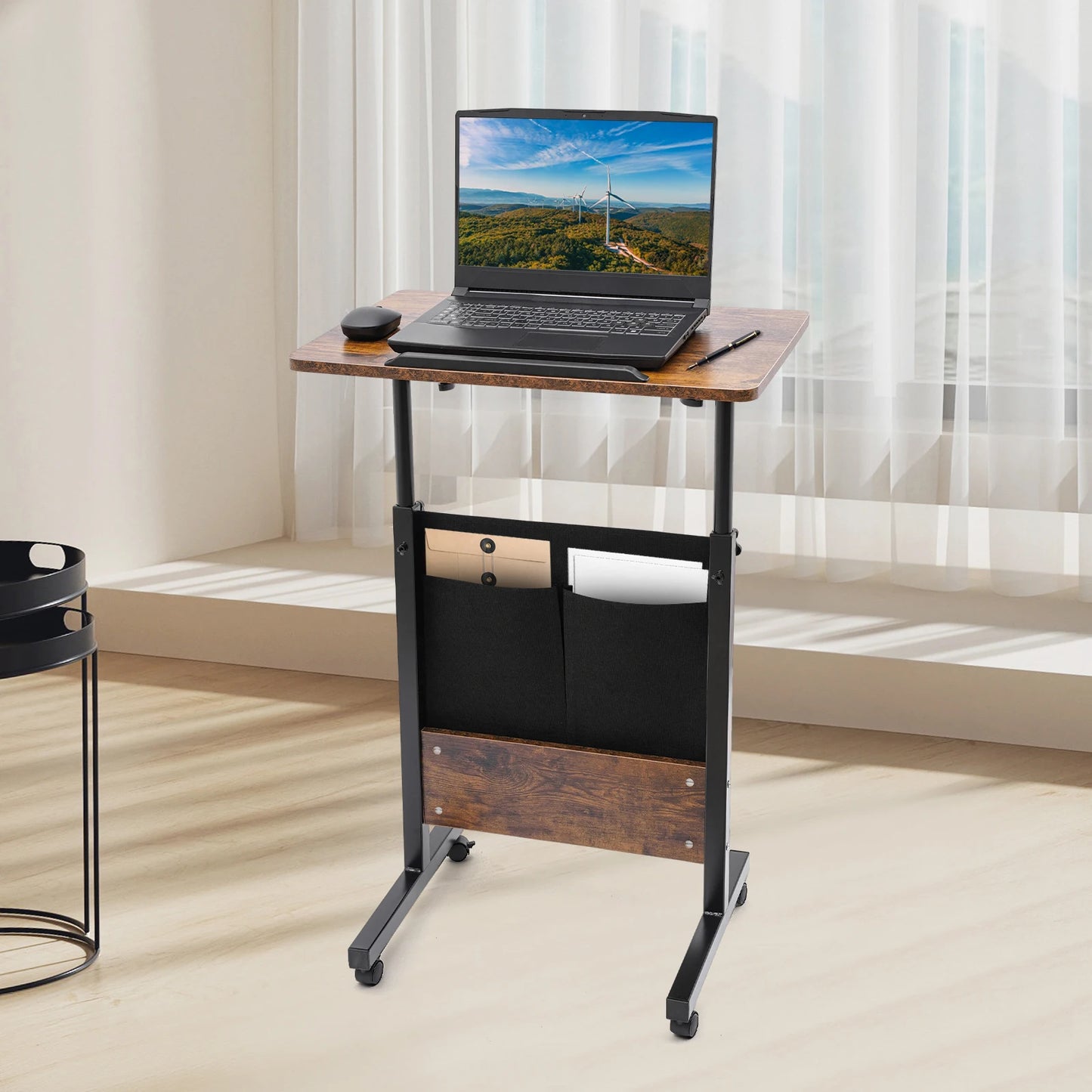 Adjustable Height Mobile Standing Desk Portable Office Study Table