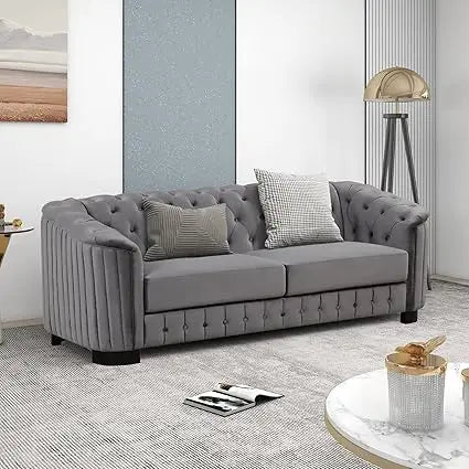 Ljustra 82'' Velvet Chesterfield Sofa Modern Mid-Century 3-Seat Couch