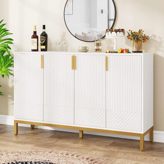 Luxury Buffet Cabinet Storage 59 Inch Sideboard with 4 Doors Kitchen