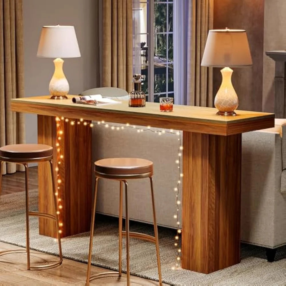 Long Bar Table 62.9 Inch Rectangular Counter Height Pub Table Kitchen