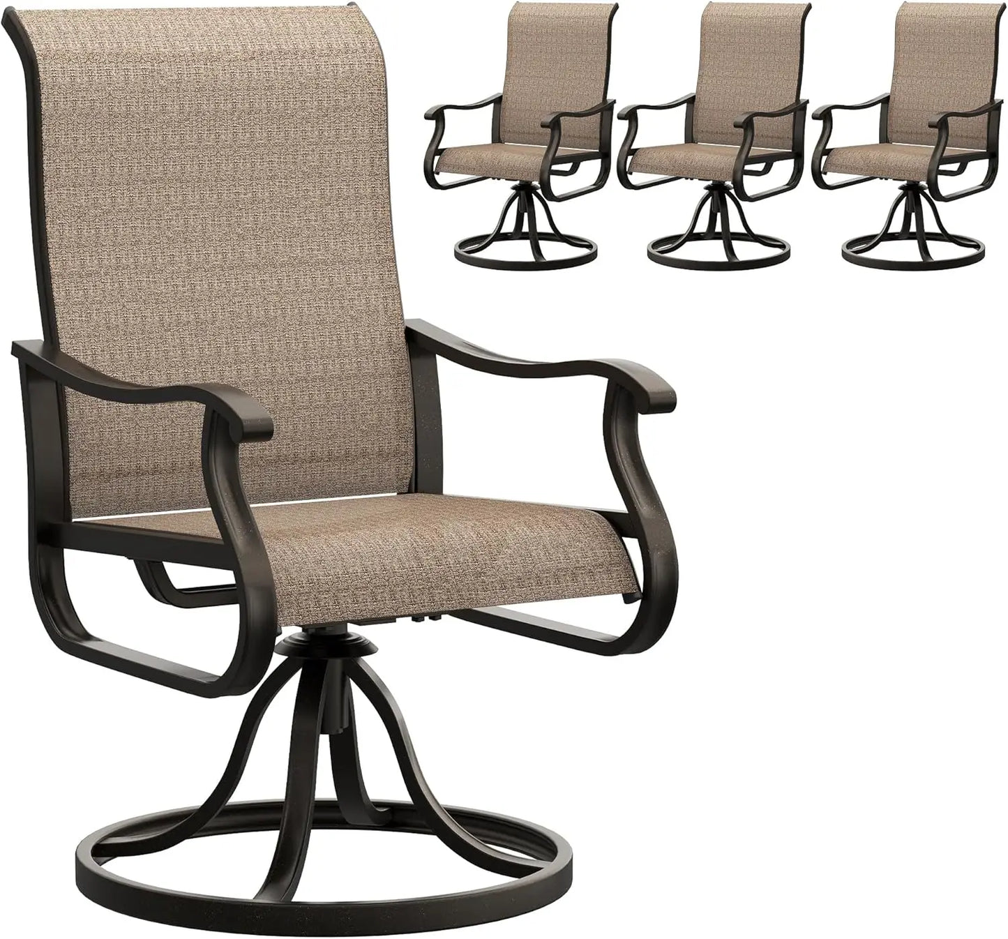 Patio Swivel Chairs Set of 4 Outdoor Dining Chairs Textilene Metal Frame