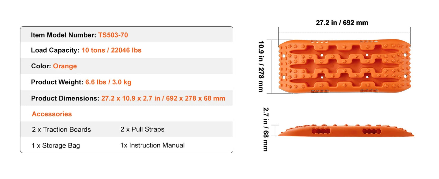 Ljustra 10 Ton Traction Boards Recovery Mats Off-Road Vehicle SUV Pickup