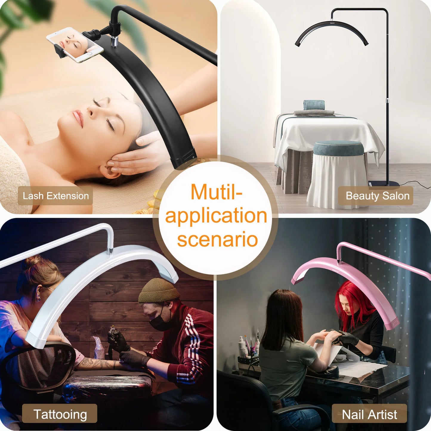 Fosoto Half-moon LED Video Light for Beauty Salon Tattoo Eyelash Work