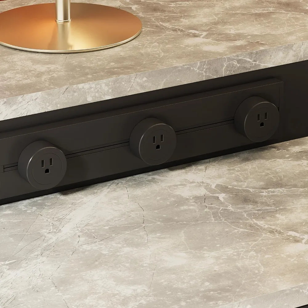 Ljustra 94.5" Large Bar Table Kitchen Station with Charging Station & Drawers