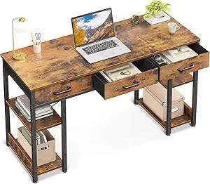 Small Office Desk with Fabric Drawers Modern Writing Table 48 Inch