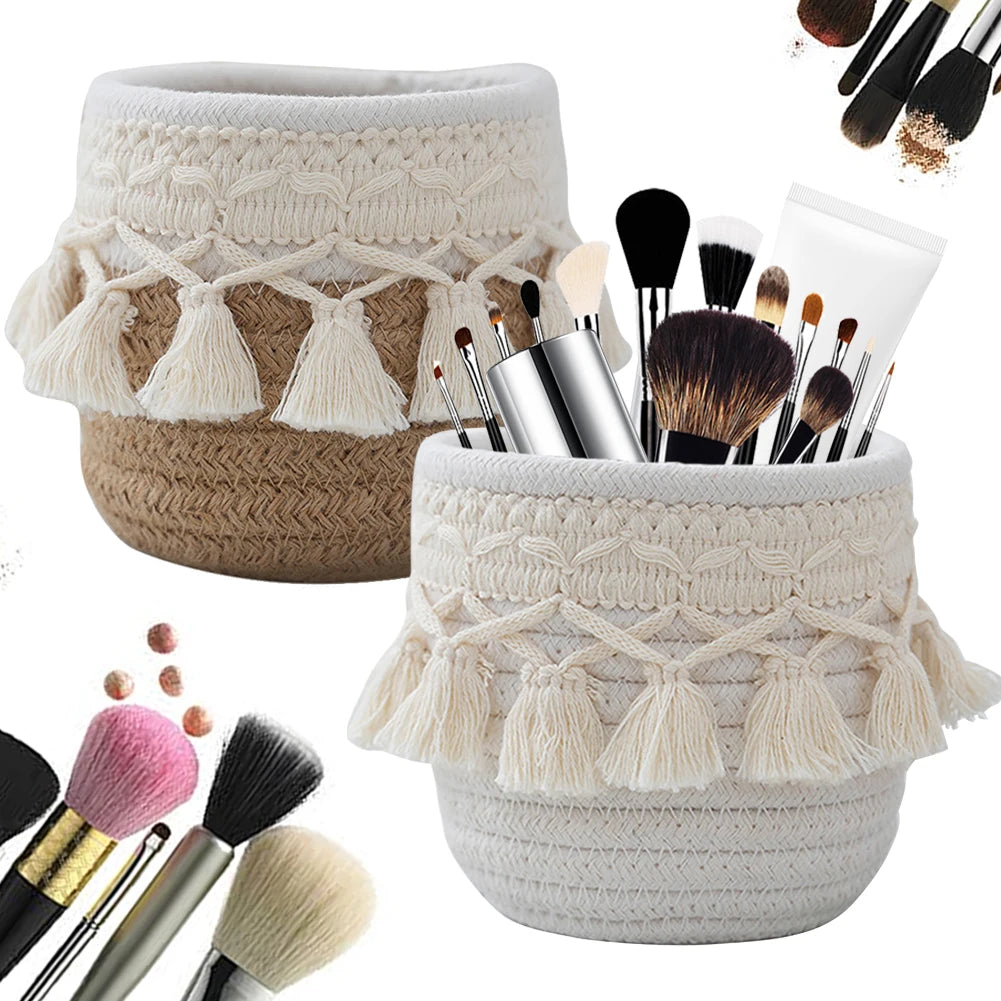 Mini Storage Basket Boho Decor Makeup Brush Holder Organizer