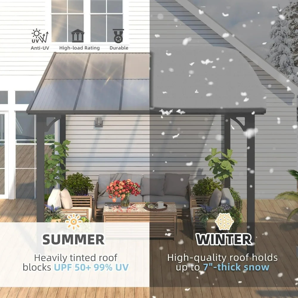 10x10 Wall Mounted Gazebo Heavy Duty Patio Pergola Outdoor Awning