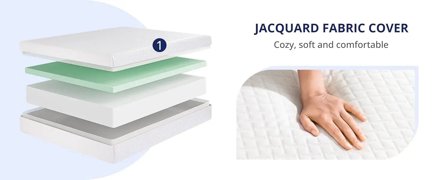 Ljustra TwinXL 10 Inch Green Tea Memory Foam Mattress Removable Cover