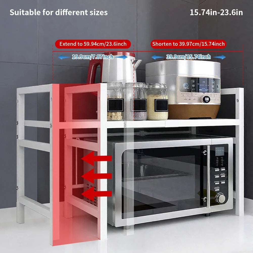 Kitchen Storage Rack Microwave Shelf Expandable Condiment Organizer