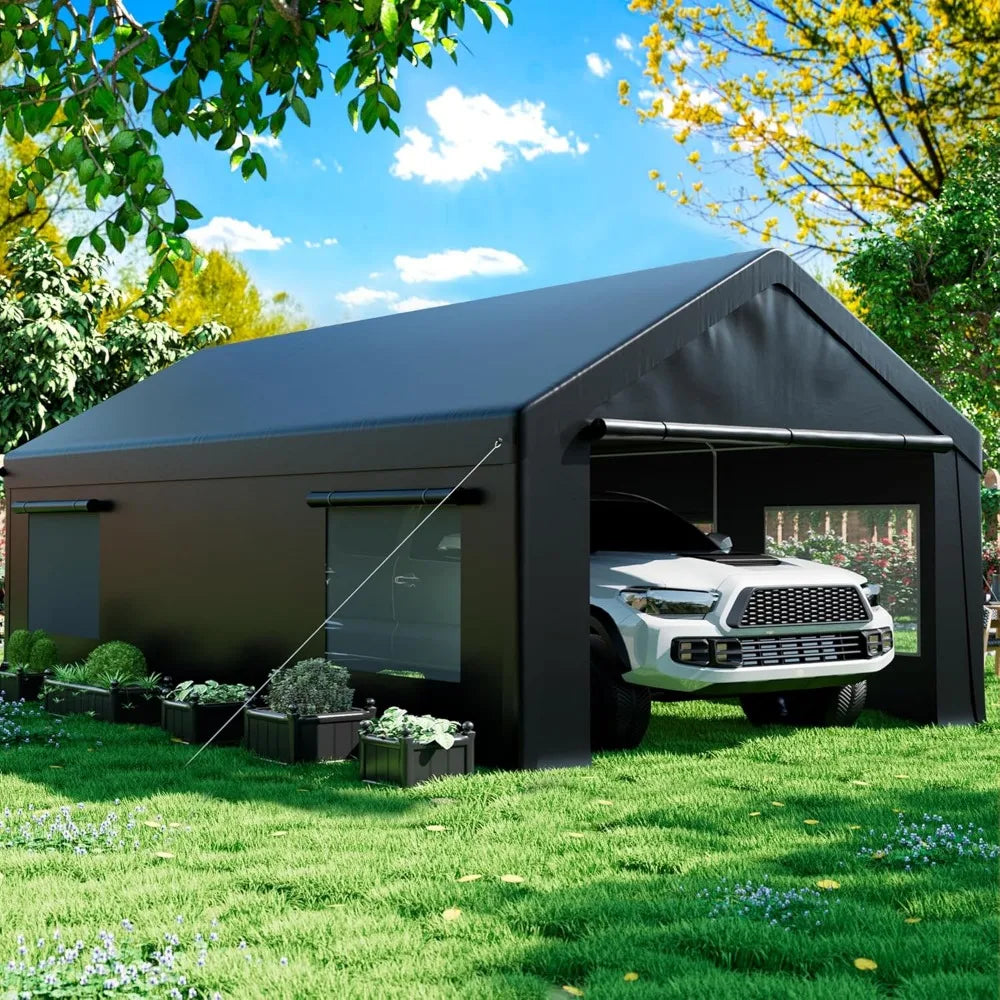 Heavy Duty Portable Garage Carport 12x20 with Roll-Up Windows