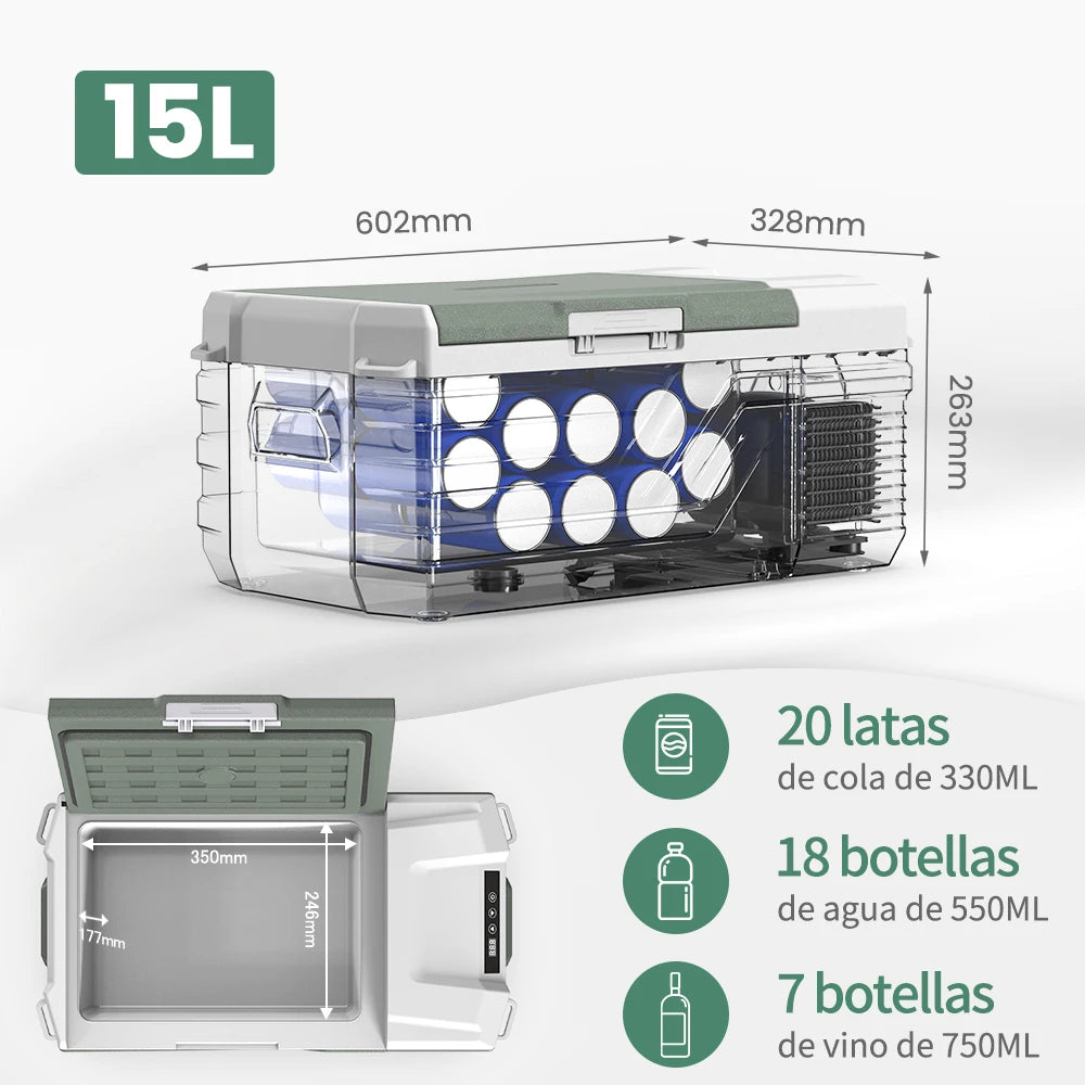 Ljustra 15L Portable Car Refrigerator Mini Fridge Freezer 12V DC Cooler
