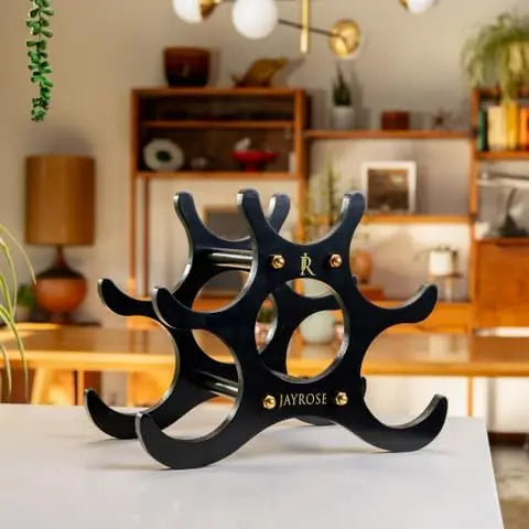 Wooden Wine Rack for 6 Bottles Compact Movable Space Saving Holder