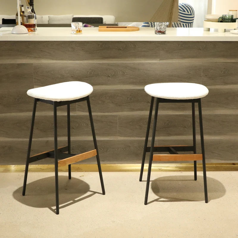 Modern Set of 2 Comfortable Stylish Bar Stools Backless Counter Height