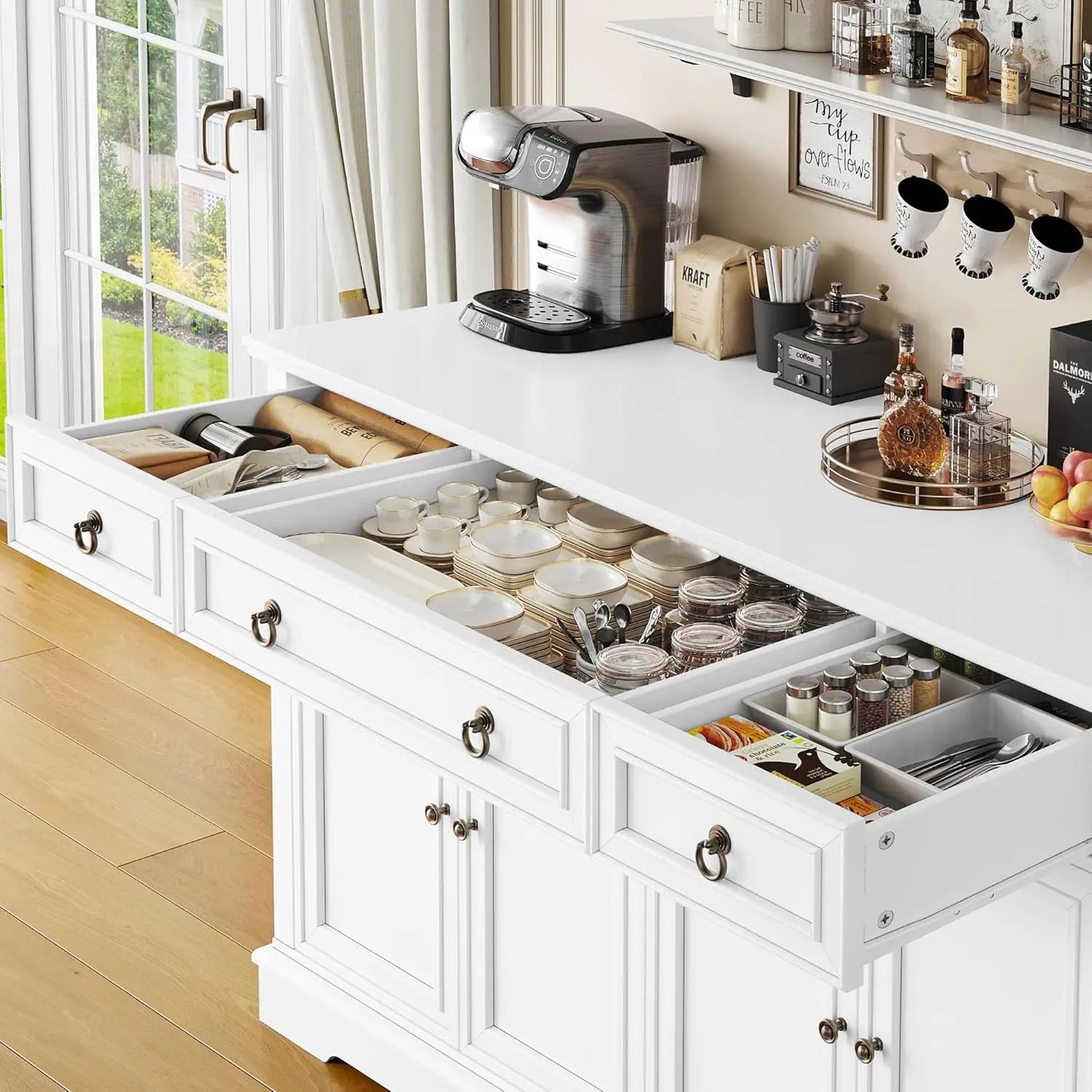 Buffet Cabinet Storage Sideboard 52.7 Inch Kitchen Dining Room Organizer