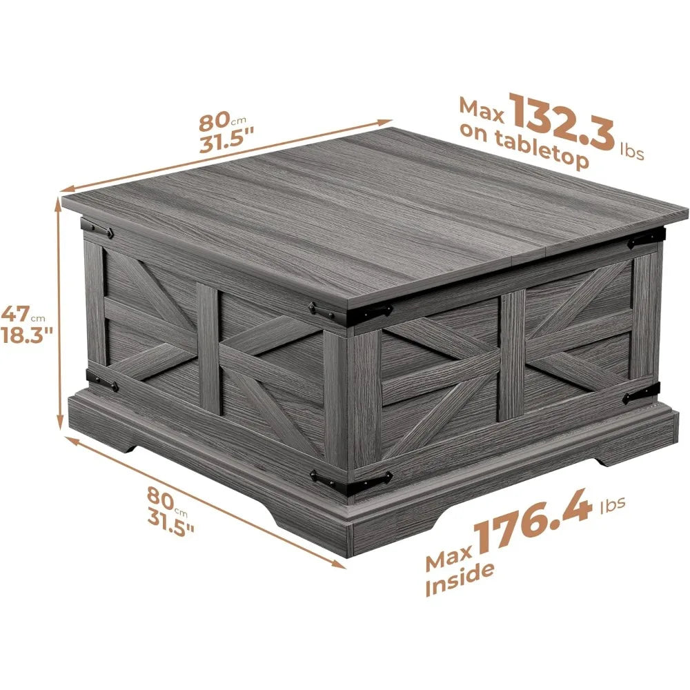 Rustic Farmhouse Coffee Table with Storage Lift Top for Living Room