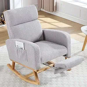Ljustra Rocking Chair with Foot Rest Nursing Glider High Backrest Comfort