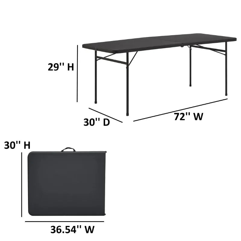 Ljustra 6 Foot Bi-Fold Plastic Folding Table Portable for Parties Camping