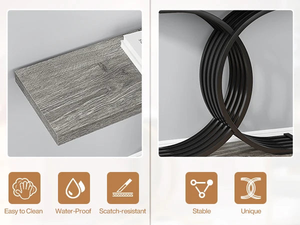 Ljustra Modern 39-Inch Console Table Faux Marble Gold Metal Legs