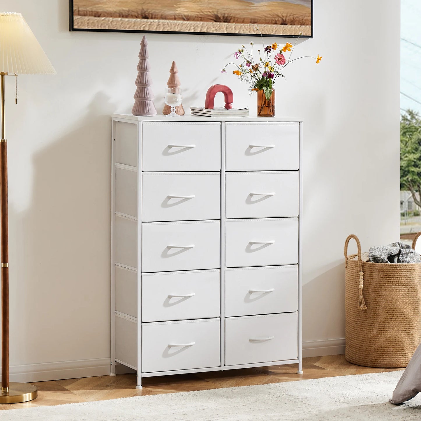 Ljustra Bedside Table Storage Cabinet with 10 Fabric Drawers