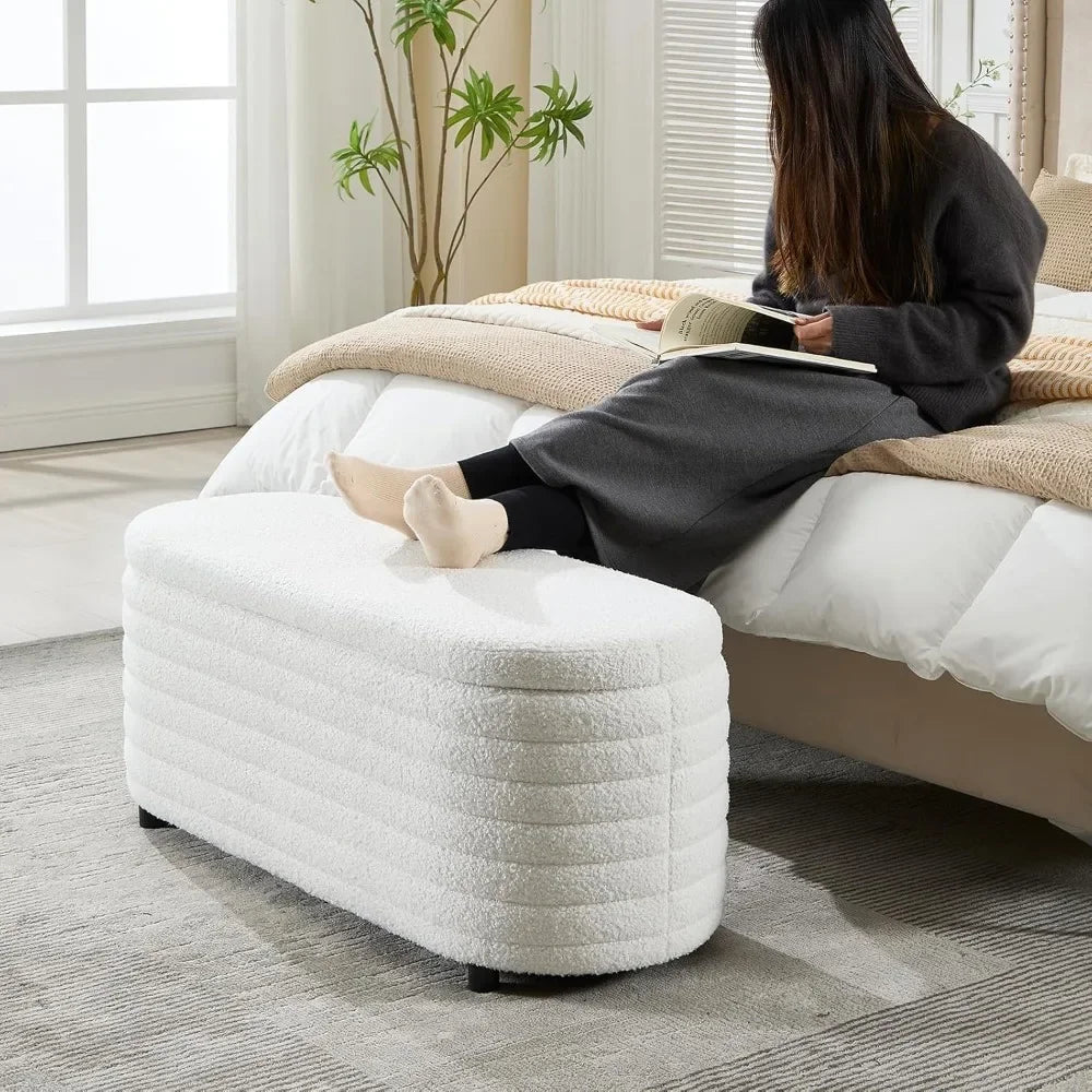 Ljustra Storage Teddy Ottoman Bench Upholstered Fabric Storage Seat