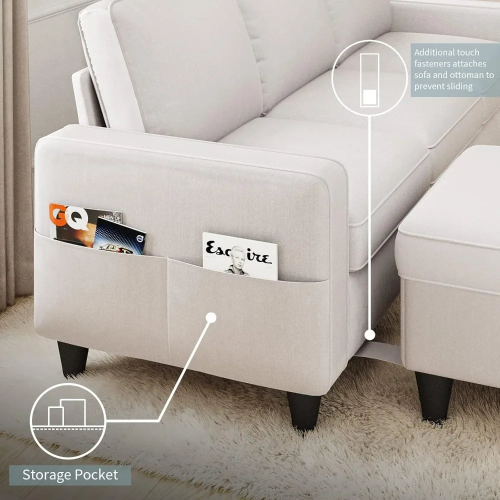 Ljustra Convertible Sectional Sofa Couch with Storage Ottoman