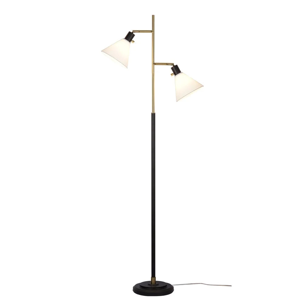 68 Inch Adjustable Metal Floor Lamp Dual Shades Indoor Lighting